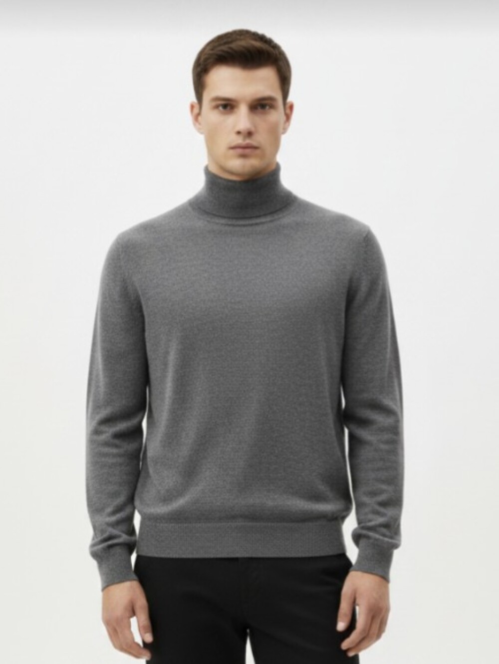 JOS. A. BANK! "TRAVELERS!" PURE MERINO WOOL CHARCOAL GRAY TURTLENECK SWEATER! L